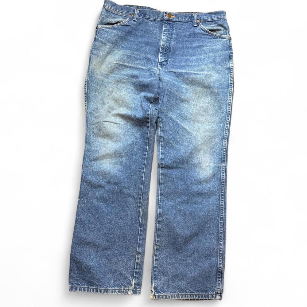 Wrangler Blue Denim Straight Leg Jeans, Men's Size 38 X 30